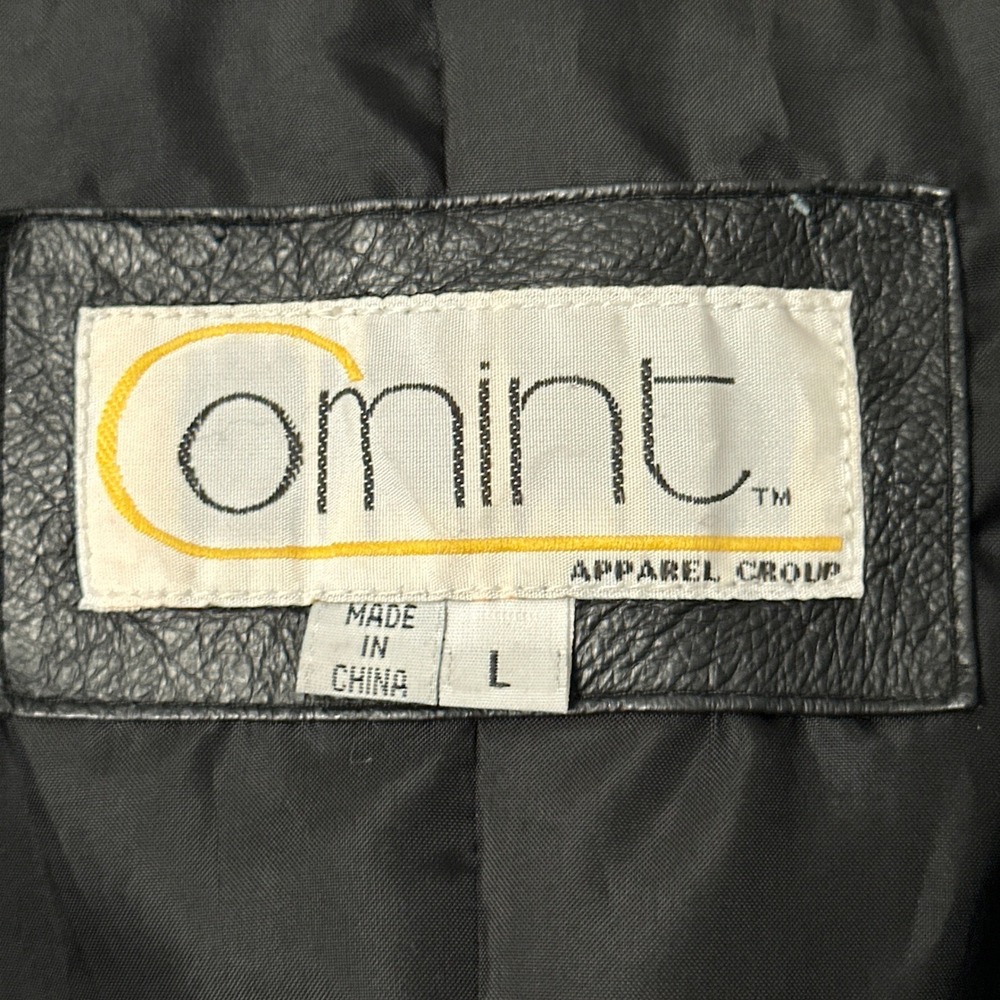 Vintage Omint Trench Coat Womens L Black Leather Long Classic Gothic Jacket - Picture 15 of 16